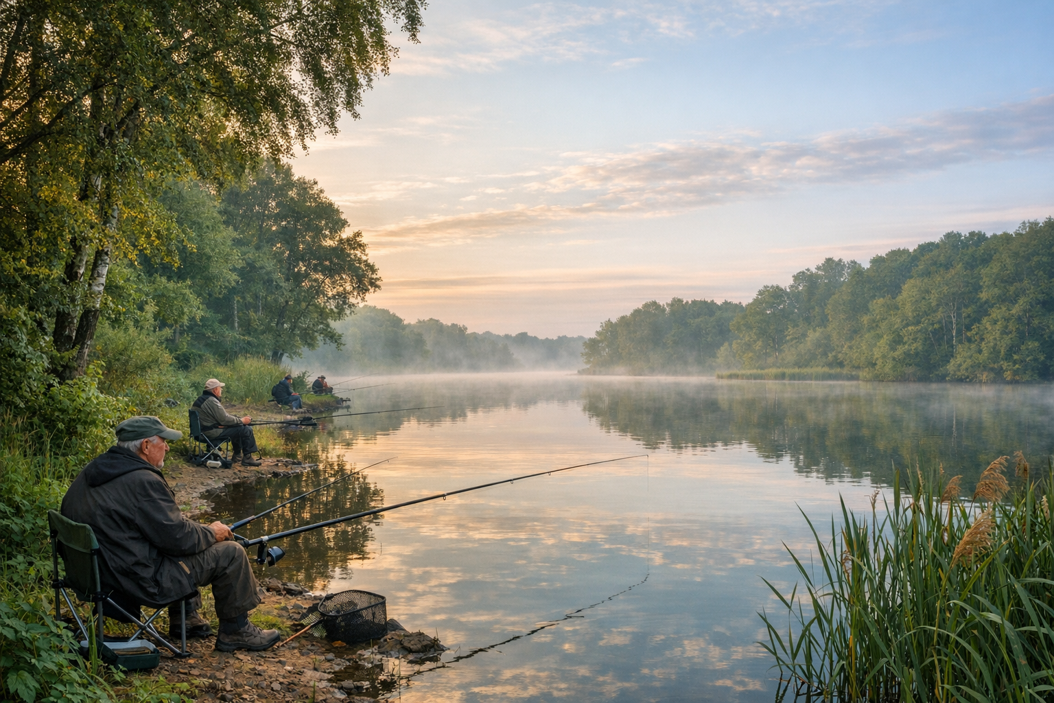Angelvereine Schleswig-Holstein Gewässer mit Anglern am Ufer